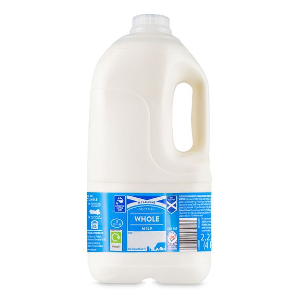 McCallums Scottish Whole Milk 3.6% Fat 4 Pints/2.27l